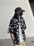 Foss Phil花襯衫男夏季新款短袖襯衣潮流度假海邊百搭半袖襯衫外套 JCDM-CD5479黑色 XL （建議130-145斤） 曬單實(shí)拍圖