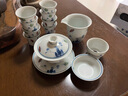 蘇氏陶瓷（SUSHI CERAMICS）羊脂玉斗彩青花三秋蓋碗茶具套裝 曬單實(shí)拍圖
