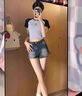 凰巣美式復古牛仔短褲女2025年新款爆款夏季緊身顯瘦超短褲辣妹熱褲子 藍色S（優(yōu)質(zhì)款） 曬單實(shí)拍圖