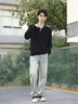 gxg.jeans男裝針織衫 黑色假兩件半開襟休閑毛衣 25年春新品 黑色 L (175) 曬單實(shí)拍圖