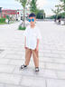 卡兔藍貓（KATULANMAO）男童襯衫套裝夏季2024新款帥氣兒童童裝夏裝男孩夏款短袖棉麻衣服 白色 140cm 曬單實拍圖