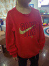 NIKE3BRAND 耐克男女童純棉紅色拜年服衛衣舒適毛圈兒童上衣內搭 曬單實(shí)拍圖