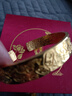 興穎金包銀吉言手鐲男女款古法黃金多寶鏨刻實心999足金純銀開口鐲子 金2克-總重約60克-吉言手鐲 曬單實拍圖