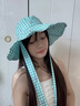 蟻倘遷遮陽(yáng)帽女春夏季格子系帶漁夫帽出游碎花戶(hù)外登山太陽(yáng)帽大檐防曬帽 薄荷綠 可調節(54-60cm) 曬單實(shí)拍圖