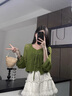 VEGA CHANG時(shí)尚套裝女2025新款夏度假風(fēng)鏤空花邊背心小衫短裙套裝 豆蔻綠（上衣套裝） M 曬單實(shí)拍圖