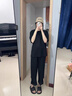 【肥仔240斤超大碼5XL】褲子男夏季潮流百搭寬松日系潮流休閑闊腿大碼胖子九分褲潮胖男裝 黑色 XXXXXL 205~230斤可穿 曬單實(shí)拍圖