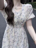 莫代爾溫柔風連衣裙女2025夏季新款收腰顯瘦甜美茶歇氣質(zhì)薄款透氣涼感裙 圖片色 XL 120-145斤 曬單實拍圖