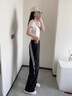 衣然呈品美式高街三條杠闊腿休閑褲女春夏街頭嘻哈寬松工裝褲運(yùn)動(dòng)長(zhǎng)褲子女 黑色 M 【建議95-110斤】 曬單實(shí)拍圖