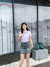 NAOTIEA納奧蒂爾小帆船短袖T恤上衣女2025夏季新款休閑寬松顯瘦POLO襯衫 香芋紫 L （建議100-110斤） 曬單實拍圖