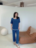 莫代爾睡衣女夏季特大碼胖mm短袖長(cháng)褲寬松簡(jiǎn)約莫代爾棉可外穿家居服套裝 黑色 L 建議110-135斤 曬單實(shí)拍圖