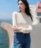 三彩大碼女裝2024冬季新款浪漫立領(lǐng)蕾絲衫套頭打底衫長(zhǎng)袖顯瘦胖MM 奶白色 XL 曬單實(shí)拍圖