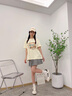 真維斯（JEANSWEST）純棉t恤女夏季新款純棉寬松休閑百搭洋氣小眾半袖打底短袖上衣女 米色 奶茶的浪漫 XL 曬單實(shí)拍圖