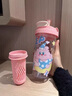 鴻迪涂鴉水杯雙飲杯女兒童高顏值卡通塑料杯夏季可愛學(xué)生便攜吸管杯子 粉色【雙飲帶茶倉】 550ml 曬單實(shí)拍圖