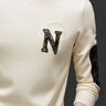 FEAE官方品牌長(zhǎng)袖T恤男2024春秋新款刺繡提花圓領(lǐng)潮流衛(wèi)衣打底上衣男 米白色【8212】 2XL碼【建議150-165斤】 曬單實(shí)拍圖