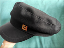 溥畔帽子男平頂帽黑色八角帽秋款英倫風(fēng)防曬帽彎檐街頭毛呢畫(huà)家帽休閑 黑色 可調節 曬單實(shí)拍圖