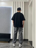 無畏東方街區(qū)O01落肩寬松短袖t恤男高街極簡運動圓領(lǐng)美式垂感健身 黑色 XL 曬單實拍圖