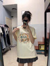 真維斯（JEANSWEST）純棉t恤女夏季新款純棉寬松休閑百搭洋氣小眾半袖打底短袖上衣女 米色 奶茶的浪漫 L 曬單實(shí)拍圖