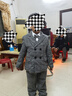 蘿卜唄唄（LUOBOBEIBEI）男童小西裝英倫西服兒童主持拜年服秋冬套裝 灰色加絨四件套 120 曬單實(shí)拍圖