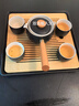 南山先生功夫茶具配件家用儲水式小茶臺茶托黑陶四方干泡茶盤(pán) 黑陶方盤(pán)-中號 曬單實(shí)拍圖