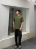 卡賓（CABBEEN）【刺繡口袋】男裝涼感T恤夏季新款半袖潮牌圓領(lǐng)t短袖寬松上衣 橄欖綠色88（寬松版型） 3XL /190/56 曬單實(shí)拍圖