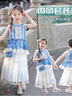 迪士尼（Disney）童裝女童漢服夏季連衣裙2025新款兒童唐裝中國(guó)風(fēng)裙子小女孩表演服 藏藍(lán)色褲子套裝 160 建議13~14歲（150-160cm） 曬單實(shí)拍圖