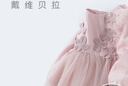 戴維貝拉（DAVE＆BELLA）女童連衣裙2025秋裝新款女寶寶裙子小童歐根網(wǎng)紗裙兒童公主裙童裙 灰粉色【現貨】 100 cm（建議身高90-100cm） 曬單實(shí)拍圖