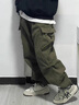 柏銘臣休閑褲男春夏季新款cityboy高街潮牌運(yùn)動長褲直筒闊腿工裝褲子男 軍綠色 L 【建議120-135斤】 曬單實(shí)拍圖