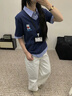 咿靚影美式刺繡小狗假兩件短袖T恤女夏季寬松學(xué)院風(fēng)減齡拼接Polo領(lǐng)上衣 白灰色假兩件短袖 重磅 M 建議100斤內(nèi) 曬單實(shí)拍圖