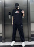 FILA FUSION斐樂潮牌針織長褲男2025夏季新款時(shí)尚寬松收口休閑褲 【女】正黑色-BK S 曬單實(shí)拍圖