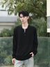 gxg.jeans男裝針織衫 黑色假兩件半開襟休閑毛衣 25年春新品 黑色 L (175) 曬單實(shí)拍圖