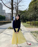 沐霓黃色半身裙子女士a字夏季工裝氣質(zhì)長(zhǎng)傘襯裙百褶搭大碼擺高腰顯瘦 半身裙【黃色】 建議90-120斤 曬單實(shí)拍圖