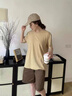 DGOV休閑服套裝女夏季薄款寬松短袖短褲兩件套 卡其色T恤+短褲【套裝】 S 【建議95斤內】 曬單實(shí)拍圖