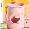 EWIWE雙層杯蓋四季通用兒童水杯子帶杯套吸管杯彈蓋一鍵鎖扣便攜背帶 雙層蓋/耐摔硅膠套/粉色/約 500ml 曬單實拍圖