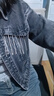VEROMODA外套女2025秋冬新款亮鉆流蘇磨白做舊牛仔外套325157005 牛仔灰色 S 曬單實(shí)拍圖