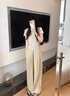 鹿依檸休閑褲女夏季2025新款女裝韓版時(shí)尚休閑百搭簡(jiǎn)約顯瘦闊腿褲子套裝 米灰上衣+杏色褲子 M 曬單實(shí)拍圖
