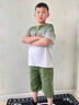 卡兔藍(lán)貓男童短袖套裝夏季大童2025新款兒童夏裝12歲男孩洋氣帥氣時(shí)髦酷潮 橘色 140 曬單實(shí)拍圖