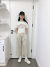 優(yōu)優(yōu)1點(diǎn)（Yoyo one）女童夏季套裝2025新款洋氣時髦大童夏裝韓版兒童山本褲短袖兩件套 18485卡其色+9937米白色 160 160cm 曬單實(shí)拍圖
