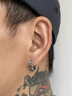 IDEAGEMER原創(chuàng)925銀鳶尾花耳環(huán)男士復(fù)古個(gè)性痞帥潮流百搭小眾耳釘耳圈配飾 925銀鳶尾花耳環(huán)-一對(duì) 曬單實(shí)拍圖