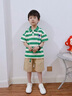 G.DUCKKIDS童裝男童套裝夏季兒童套裝短袖褲子中小童兩件套時(shí)尚條紋男孩衣服 綠色 120 建議5~6歲【110-120cm】 曬單實(shí)拍圖