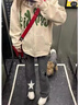 PMOG美式高街星星印花直筒牛仔褲夏季女韓版新款寬松顯瘦闊腿老爹褲潮 黑灰色 褲子 L 曬單實(shí)拍圖