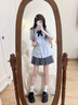 DXOT2025年學(xué)院風(fēng)甜美襯衫女短袖夏季新款甜美寬松休閑感襯衣百褶裙女 襯衫+灰色百褶裙+黑色交叉小領(lǐng)結(jié) M 曬單實(shí)拍圖