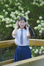 九寸陽(yáng)光套裝女JK制服三件學(xué)院風(fēng)藍(lán)色襯衣春秋長(zhǎng)袖條紋襯衫學(xué)生校供設(shè)計(jì)感 藍(lán)色 襯衫+半裙+領(lǐng)帶 M （襯衫+半裙+領(lǐng)帶 不含胸牌） 曬單實(shí)拍圖