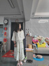 韓璐嬌（hanlujiao）新中式連衣裙女裝2025夏季新款氣質(zhì)顯瘦國風(fēng)禪意改良版旗袍套裝裙 淺綠色 M 曬單實(shí)拍圖