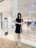 MeetMetro瑪依爾不規則撞色連衣裙女2025夏裝設計感蝴蝶結百褶裙氣質(zhì)a字裙 黑色 S 曬單實(shí)拍圖