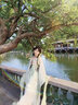 漢虞葵原創(chuàng)漢服女【清菏】齊胸襦裙日?？钪袊L新款漢元素春夏 【清荷綠】上衣+裙子+披帛+肩花 L 曬單實拍圖