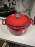 樂(lè )扣樂(lè )扣鑄鐵琺瑯鍋搪瓷雙耳燉鍋煲湯鍋烹飪鍋具不粘鍋家用電磁爐 復古紅 22cm 曬單實(shí)拍圖