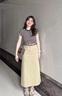 韓璐嬌（hanlujiao）連衣裙女裝夏季2025新款茶系穿搭一整套時(shí)尚氣質(zhì)顯瘦通勤套裝裙子 條紋上衣+卡其半身裙 M 【95-106斤】 曬單實(shí)拍圖