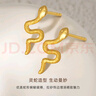 CRD克徠帝黃金耳釘生肖蛇閃片蛇足金999實(shí)心耳釘5G送女友七夕禮物 1.3g 曬單實(shí)拍圖