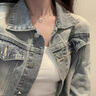 妙奕嘉牛仔短外套女款2025年最新款上衣小個子春季休閑風設(shè)計感小眾氣質(zhì) 水洗復古短款牛仔外套 L 【建議106-115斤】 曬單實拍圖