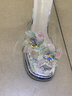 達芙妮時(shí)裝拖鞋女鑲花水鉆透明高跟9cm氣質(zhì)仙女風(fēng)外穿一字拖 銀色 38  曬單實(shí)拍圖